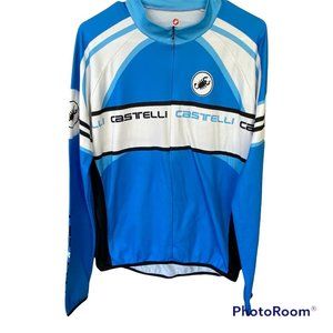 Castelli Men's XL Half Zip Long Sleeve Blue Scorpion Triathlon Cycling Jersey